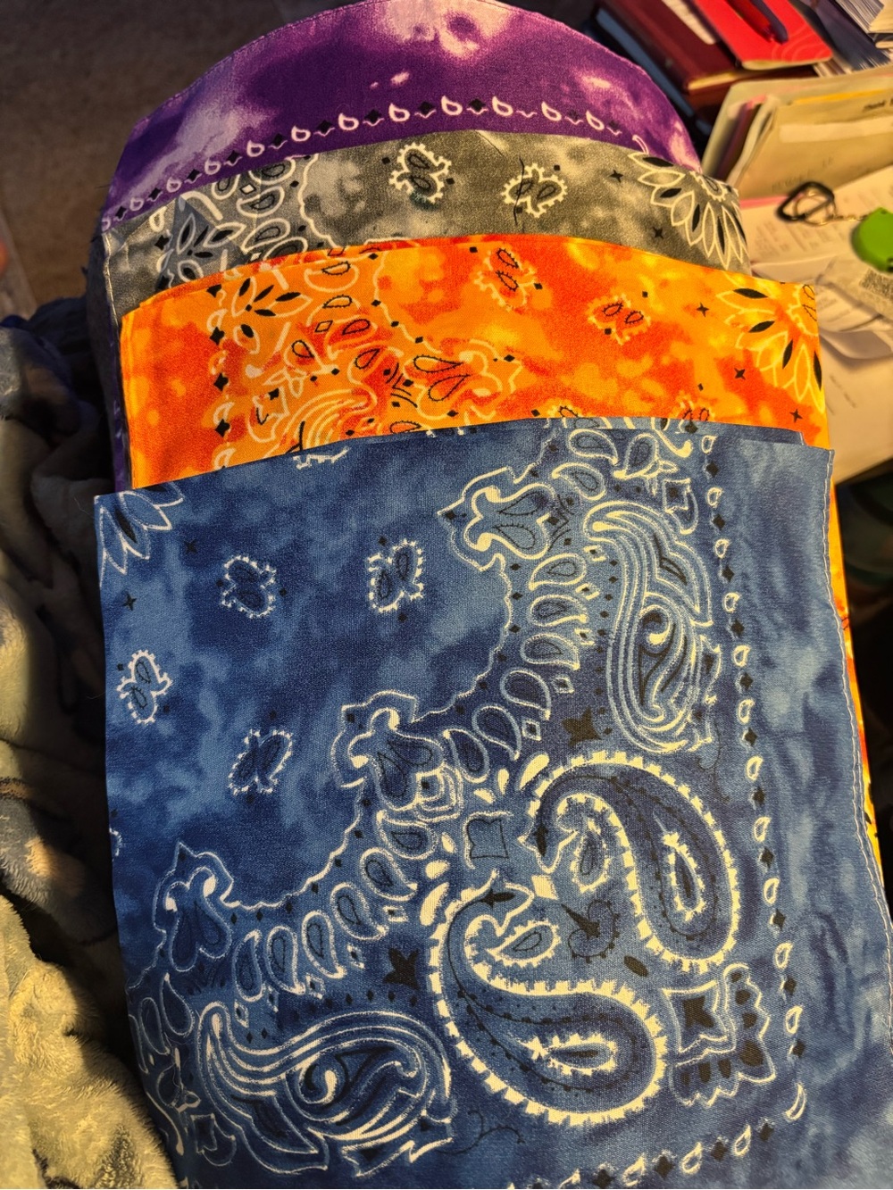 Bandana Print Bottoms - Blue, Orange, Purple, Gray